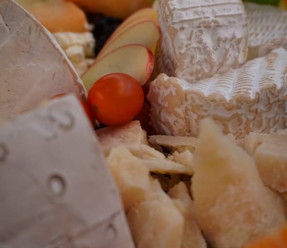 Close-up of a cheese platter